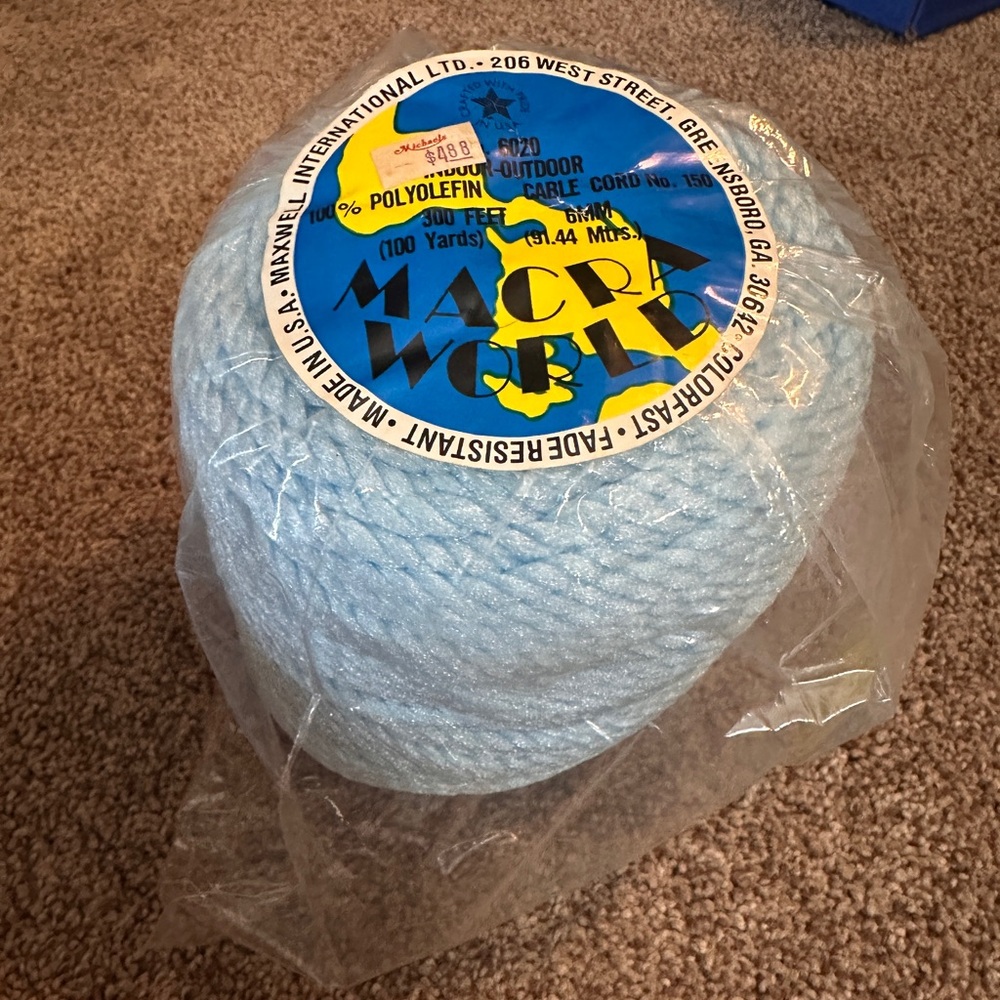 Macrame Cord 6mm light blue